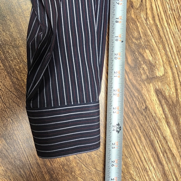 Roundtree & Yorke Gold Label Mens Stripe Shirt Long Sleeve Button Front Sz L - Picture 10 of 11